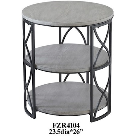 Grey Metal Wood Accent Table